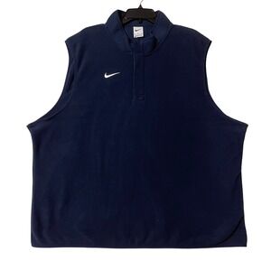 Nike Pullover Mens XXL Quarter Zip Fleece Sleeveless Vest Navy Blue 2XL New